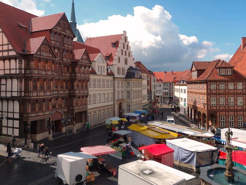 Fachwerkviertel und Marktplatz in Hildesheim